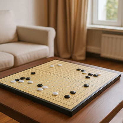 Medium Magnetic 19x19 Go Chess Set Game 11Inch/28cm Portable with Single Convex Plastic Stones and Go Board Classic Chinese Strategy for Kids & Adult