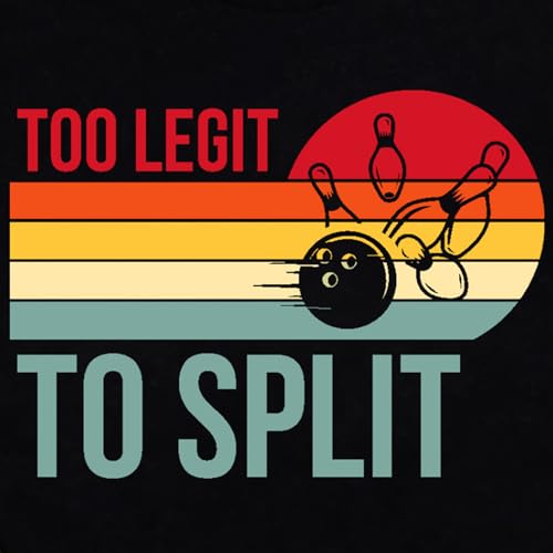 Bowling Shirts for Women Too Legit to Split T-Shirt Retro Sunset Bowler Bowling League Team Tee - color: Black, size: Small
