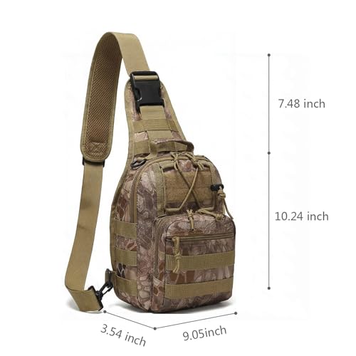 Viriber Tactical Backpack, Waterproof Military Cross-body Molle Sling Shoulder Backpack Chest Bag for Outdoor Every Day Carry Khaki CP - color: Khaki Cp