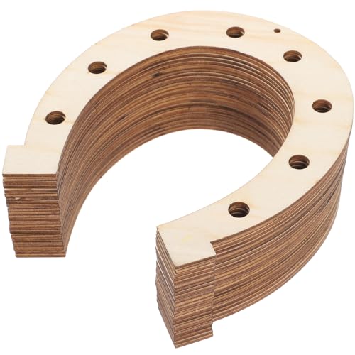 24pcs Unfinished Wooden Horseshoe for Crafts: 6X7 Inch Blank Graffiti Horseshoe Cutouts Scratch for Crafts Shaped Wood Slices for Christmas DIY Western Celebration Home Decoration