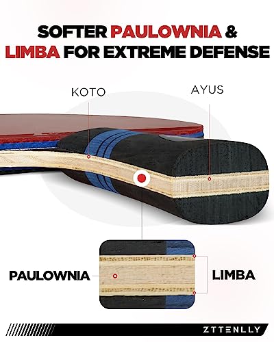 Ping Pong Paddle with Carbon Technology | Performance-Series,7-ply Finest Blade, Expert Speed/Edge/Balance, Thicker Protector Case | Table Tennis Racket for Professional - color: 1-Pack, style: Balance