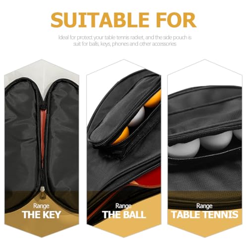VALICLUD Table Tennis Paddle Bag with Ball Storage, Protective Organizing Case in Black, Compact Pong Bat Fixed Cover for Sports and Game Room Use