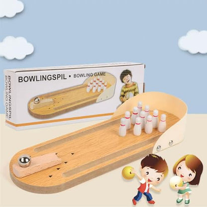 Montessori Wooden Mini Bowling Game, Concentration & Hand-Eye Coordination Toy for Toddlers 3-6 Years