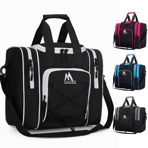 Hsmihair Bowling Ball Bag for Single Ball, Bowling Tote with Padded Holder,Fits Shoes up to Men’s Size 14, Carry Bag for Bowling Accessories - color: Black