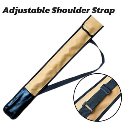 Pool Cue Case,1/2 Billiard Cue Bag,1X1 PU Billiard Stick Bag, 2-Piece Cue Pool Stick Carrying Case - color: khaki