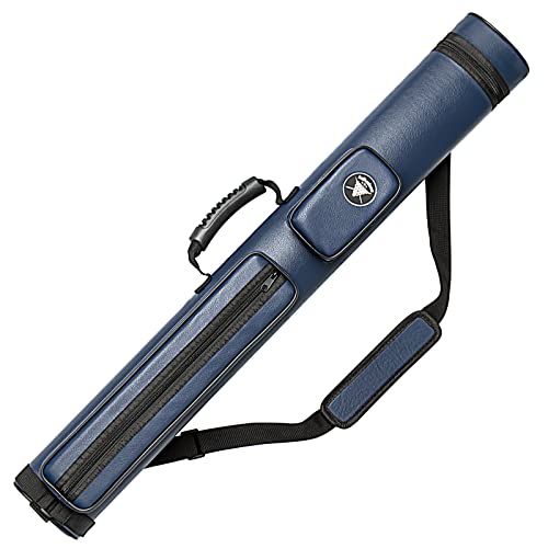 Adhafera Pool Cue Case, 2 X 2 Hard Pool Stick Case, Made of Faux Leather Billiards Accessories - color: Blue