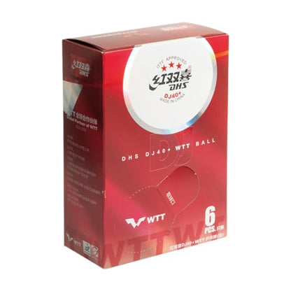DHS Sports DJ40 WTT 3 Star Table Tennis Ball - Official WTT Ball, ITTF Approved, Premium ABS, Seamed 40mm+ Ball, 6 Balls Pack