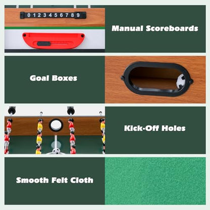 Giantex 4-in-1 Multi Game Table, Combo Foosball Game Table Top w/Billiards, Ping Pong, Push Hockey for Home, Game Room, Family Night & Arcade, Wood Combination Game Table Set for Adults - color: Natural