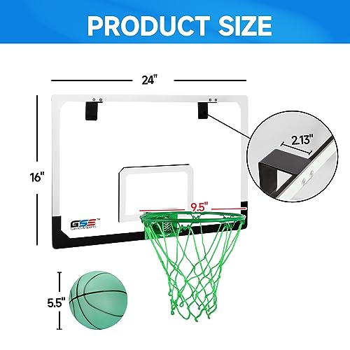GSE Games & Sports Expert Over-The-Door Basketball Hoop with Basketball & Pump, Wall-Mounted Basketball Hoop Set with Complete Accessories for Home & Office (Several Style Choice) - style: Large - Glow in the Dark