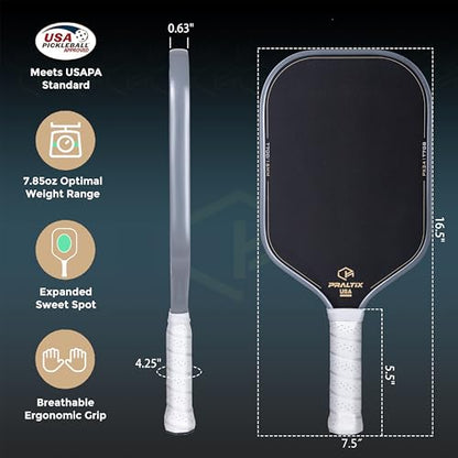 T700 Carbon Fiber Pickleball Paddles - USAPA Standard, Thermoformed Polypropylene Core, Anti-Slip Comfort Grip, Large Sweet Spot for Power Play, Intermediate and Advanced Players - style: Classic