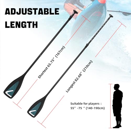 LEDONNE Carbon SUP Paddles 3 Piece Adjustable Stand Up Paddle Board Paddles Lightweight Carbon Fiber Shaft Floating Portable Paddle Oar, Black