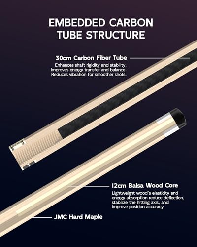 KONLLEN Maple Pool Cue Stick for Adults - Features Low Deflection Shaft, Titanium Alloy 3/8x8 Joint, and 12mm Tip - color: K-03-set
