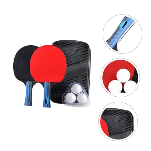 Pingpong Paddle Set for Outdoor Playing with Flared Handle for Better Grip High-Grade Rubber Table Tennis Rackets Short Handle Bats and Balls Included for Beginners and Experts