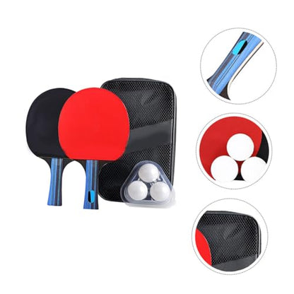 Pingpong Paddle Set for Outdoor Playing with Flared Handle for Better Grip High-Grade Rubber Table Tennis Rackets Short Handle Bats and Balls Included for Beginners and Experts