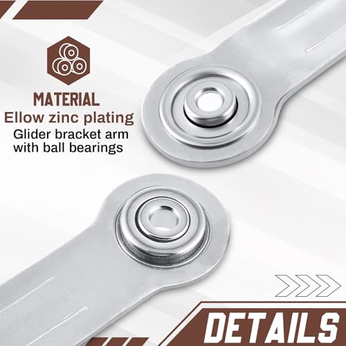 MorningRo 8 Pack Glider Bearing Arm Bracket Patio Glider Parts Replacement Hardware Rocker Parts, Bracket Hardware-9" Length, 7-1/2" Between Mounting Holes and Bolt Hole Diameter 1/4" (Silver) - color: Silver