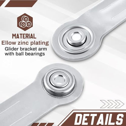 MorningRo 8 Pack Glider Bearing Arm Bracket Patio Glider Parts Replacement Hardware Rocker Parts, Bracket Hardware-9" Length, 7-1/2" Between Mounting Holes and Bolt Hole Diameter 1/4" (Silver) - color: Silver