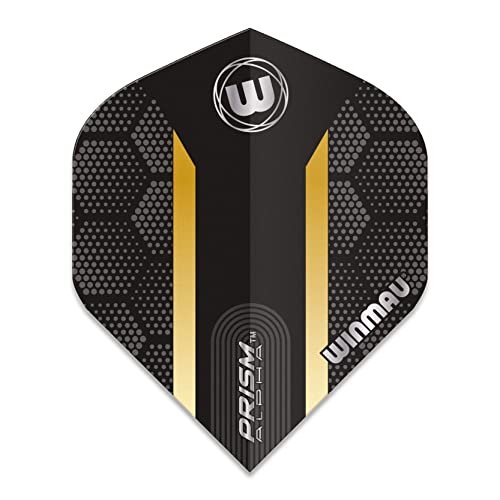 Winmau Prism Alpha Black & Gold Hexagon Extra Thick Dart Flights - 1 Set per Pack (3 Flights in Total)