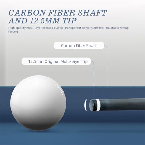 KONLLEN Carbon Fiber Pool Cue Stick 58-inch Professional Pool Sticks for Adults Full Carbon Technology Low Deflection Pool Cue Billiard Cues with 12.5mm Tip (Easy to Control, Pro Taper, Ultra-Smooth) - color: 002 white blue