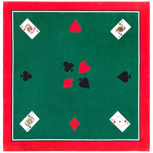 Beachland 60.5-Inch Square Velour Table Cloth - 100% Cotton, Game Cards Design - Soft, Durable, Machine Washable - Perfect for Game Night (Cards Table Towel, 60.5" Square)