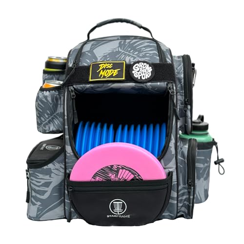 STAR FRAME Beast Disc Golf Bag With Cooler | 25+ Disc Frisbee Golf Backpack | 3-Can Insulated Cooler | Light Durable Gray Men Women Disc Golf Bag | Huge Storage & 12oz Can Holders - color: Gray