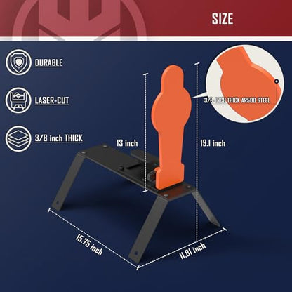 KNINE OUTDOORS 3/8'' AR500 Auto Reset Target, Steel Target for Shooting Range, Suitable for Pistol, Rifle, Handgun, Shotgun, Rimfire - style: Silhouette