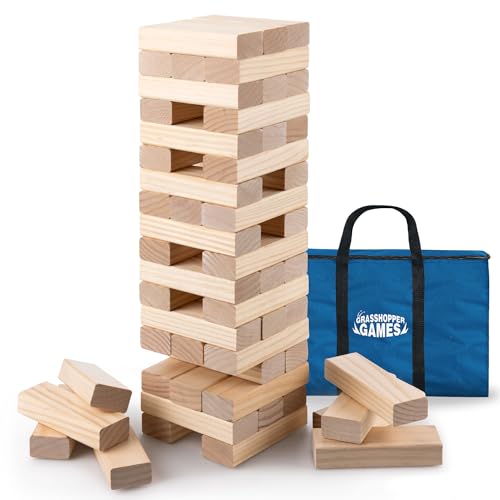 Giant Stack 'N' Fall - Classic Wooden Block Game, Indoor & Outdoor Play, Travel Bag, Party-Table-Backyard Activity, Family Age 3+ - style: Stack 'N' Fall