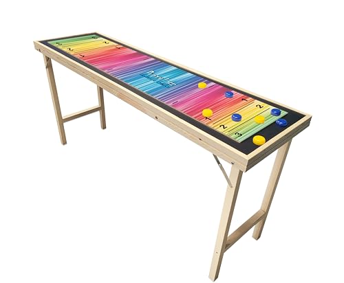 6-Foot Premium Shuffleboard Table w/Folding Legs, Pucks, and Optional LED Lights - Awesome Graphics - Choose Your Model - color: SPECTRUM, size: 6-Foot w/ Base Model