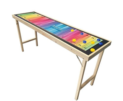 6-Foot Premium Shuffleboard Table w/Folding Legs, Pucks, and Optional LED Lights - Awesome Graphics - Choose Your Model - color: SPECTRUM, size: 6-Foot w/ Base Model