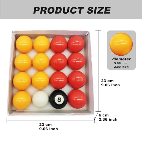 16PCS Billiards Accessories Set, 2 Inch Diameter Resin Ball Pool Balls, Billiard Balls with Balanced Rolling for Billiards Enthusiasts Billiard