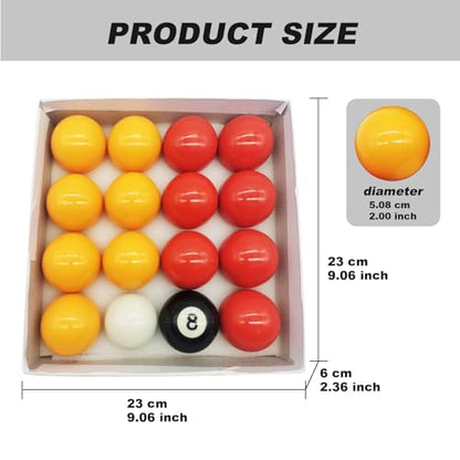 16PCS Billiards Accessories Set, 2 Inch Diameter Resin Ball Pool Balls, Billiard Balls with Balanced Rolling for Billiards Enthusiasts Billiard