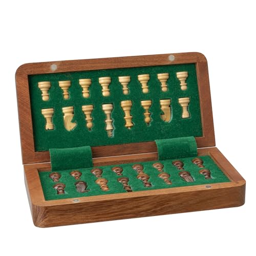 WE Games Travel Magnetic Wood Folding Chess Set - Portable Wooden Chess Board, Perfect Travel Chess Set for Adults, 7 in.
