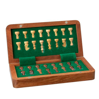WE Games Travel Magnetic Wood Folding Chess Set - Portable Wooden Chess Board, Perfect Travel Chess Set for Adults, 7 in.