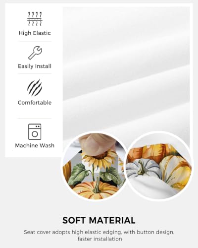 Savannan Office Chair Cover, Thanksgiving Orange Pumpkin Fall Sunflower Protective Stretch Elastic Universal Cover for Desk Task Chair,Computer Rotating Chair 1 Pcs Black White Buffalo Plaid