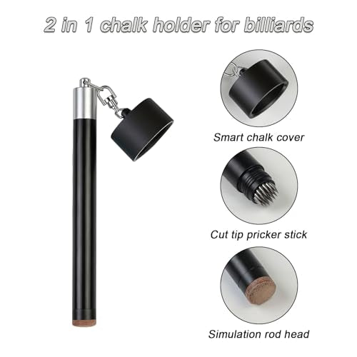 LAKE OF FIRE Pool Cue Chalk Holder – 2-in-1 Billiard Accessory with Pool Chalk Holder & Cue Tip Tool - color: Black, style: Round