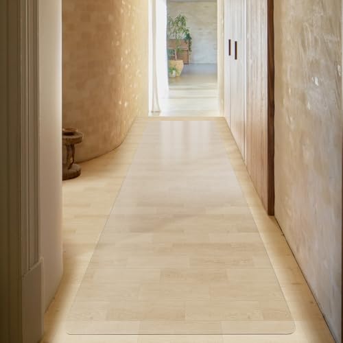 3'×10' Frosted Clear Vinyl Runner Rug for Hallway, Waterproof No Spill Plastic Floor Runner Mat for Kitchen, Anti-Scratch Indoor Outdoor Floor Mat for Entryway, High Traffic Area - color: Clear, size: 3' x 10' (Rectangular)