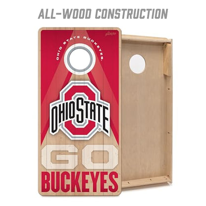YouTheFan NCAA 2' x 4' Slogan Series Professional Wood Cornhole Game with Logo Bags - color: Ohio State Buckeyes