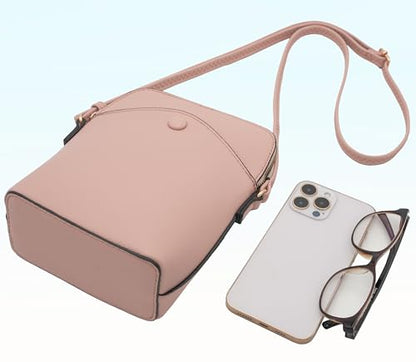 Solene Small Crossbody Bag with Gold Hardware, Mini Shoulder Purse with Adjustable Strap - color: Blush
