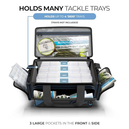 Reaction Tackle Saltwater Fishing Tackle Bags, Water Resistant 1000D PVC Tackle Box Bag with Removable Dividers, Fits 3600 and 3700 Trays, Small - size: Small Bag