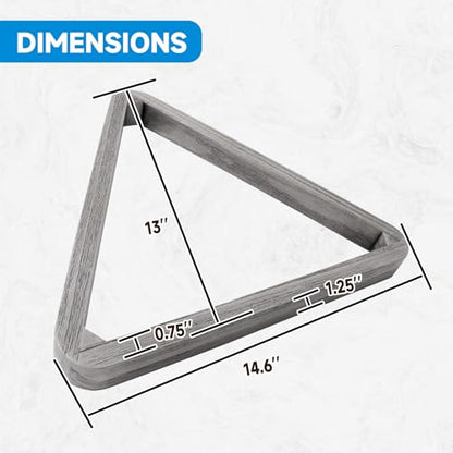 GSE Games & Sports Expert Deluxe Heavy Duty Solid Wood Billiard 8-Ball Triangle / 9-Ball Diamond Pool Ball Racks for 2-1/4" Pool Balls, Billiards Accessories - color: Brushed Grey, style: 8-Ball Triangle Rack