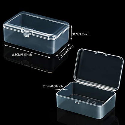 SATINIOR 24 Packs Small Clear Plastic Beads Storage Containers Box with Hinged Lid for Storage of Small Items, Crafts, Jewelry, Hardware (3.5 x 2.4 x 1.2 Inches) - size: 3.5 x 2.4 x 1.2 in