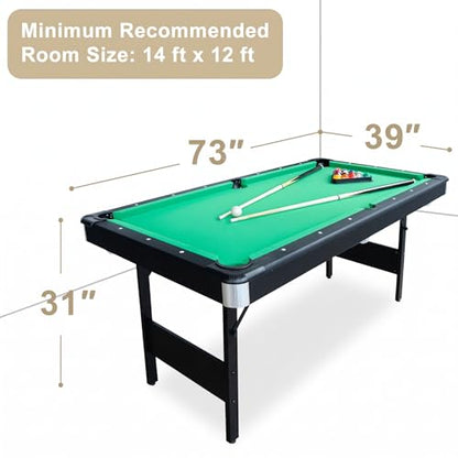 Seydrey 6-Foot Portable Foldable Pool Table with All Accessories – Compact Billiards Table for Home, Game Room, Apartment - color: Single
