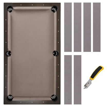 Pool Table Felt Cloth Billiard Cloth with 6 Pcs Cloth Strips and Staple Remover Pool Table Felt Replacement Kit Parts - color: Grey, size: 7ft