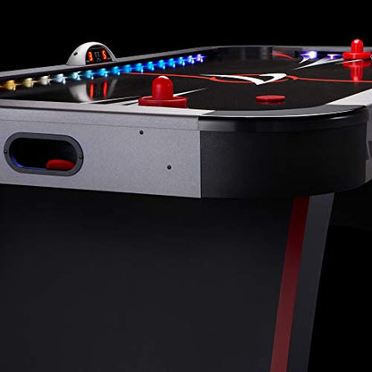 Fat Cat Volt 7 Foot LED Air Hockey Table for Adults with Dual Motor, Automatic Scoring, Music System, Hockey Table with Light Up Playfield
