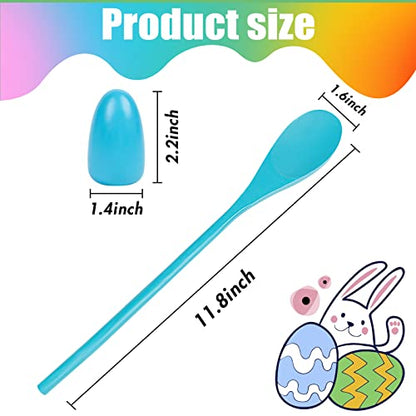24 Pack Easter Egg and Spoon Race Game, 6 Colors Egg Spoon Race Game Sets with 12 Eggs and 12 Spoons, Halloween Egg Hunt Games, Easter Egg Toys for Kids