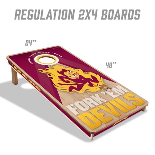 YouTheFan NCAA 2' x 4' Slogan Series Professional Wood Cornhole Game with Logo Bags - color: Arizona State Sun Devils
