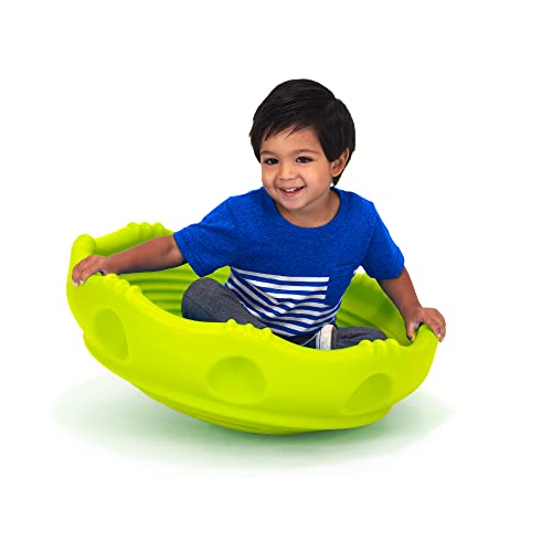 Simplay3 Two Sided Rock Around Wobble Disk and Climbing Dome for Toddlers and Kids - Rocking and Climbing - Indoor/Outdoor - Yellow/Green, Made in USA (1 Pack) - color: Lemon Yellow, size: 1 Pack