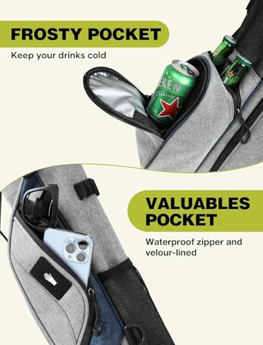 Small Golf Bag, 3 Divider Fit Up to 8 Clubs, Golf Stand Bag with Rain Cover, Durable Pitch n Putt, Lightweight Golf Club Carry Bag with Strap and Stand, Golf Bags for Men & Women - color: Gery