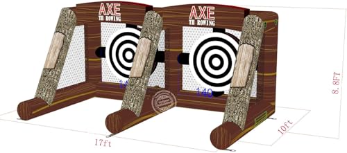 Inflatable Axe Throwing Game + Inflatable Ball Toss Target Dart Board for Backyard/Birthday/School/Team/Party Events, Double Darts for 2 Players with 24 Axes+16 Toss Ball+ 8 Soccer Balls
