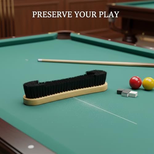 Billiard Table Felt Cleaning Brush with Soft Polyester Bristles and Wooden Handle for Pool Table Maintenance - size: 11.81 x 2.56 x 1.38 in