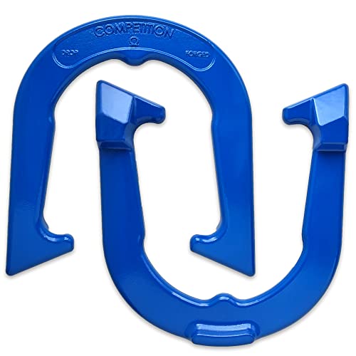 Tournament Pitching Horseshoes - Blue Finish - NHPA Sanctioned for Tournament & League Play - Drop Forged Construction - One Pair (2 Shoes)